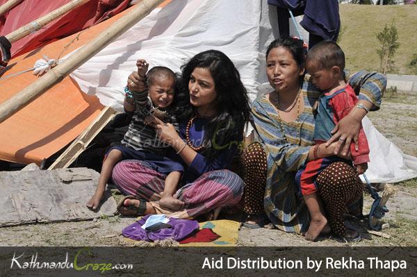 Aid Distribution to Earthquake Victims by Rekha Thapa and Him Gyap Lama