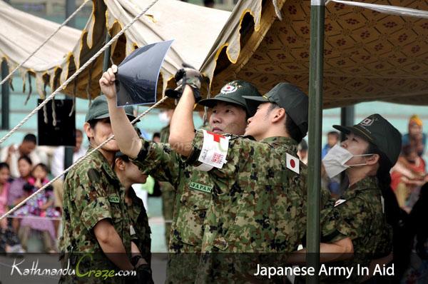 Japanese Army in Aid of Earthquake Victim